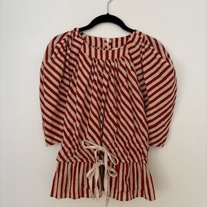 Anna Cate Striped Tie-Waist Blouse